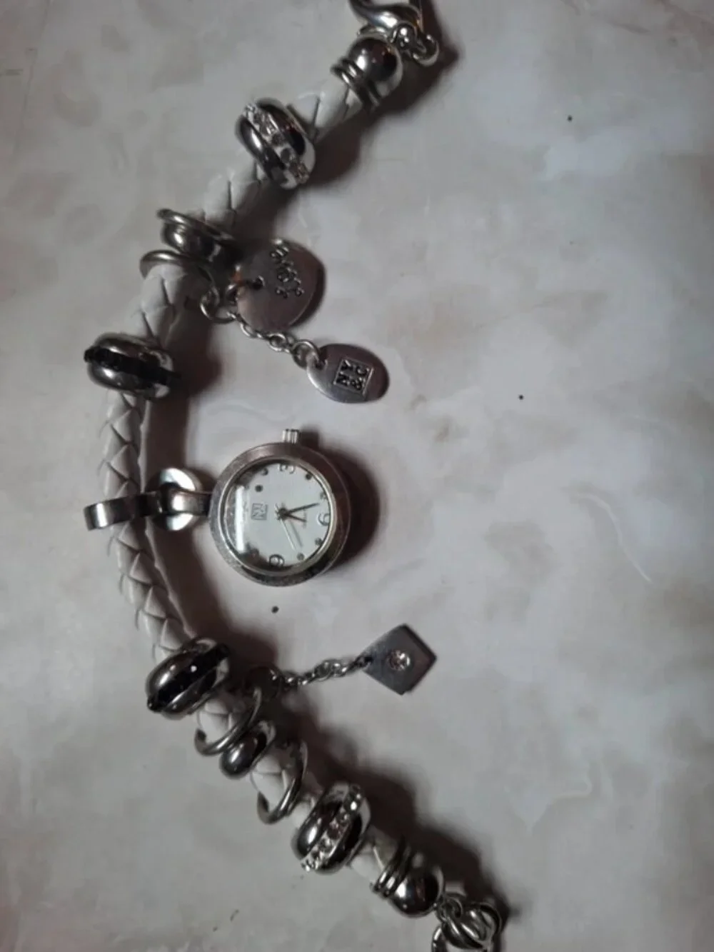 NY&C Charm Bracelet Watch White